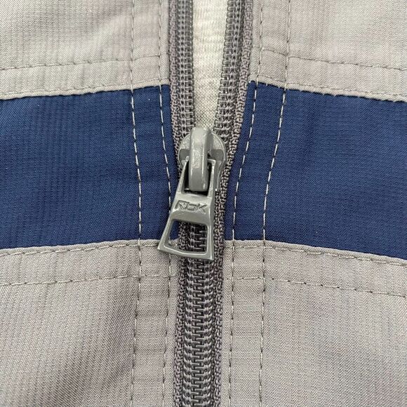 Reebok Zip Up Fleece Lined Windbreaker Jacket Men’s L Navy & Gray - Picture 6 of 10